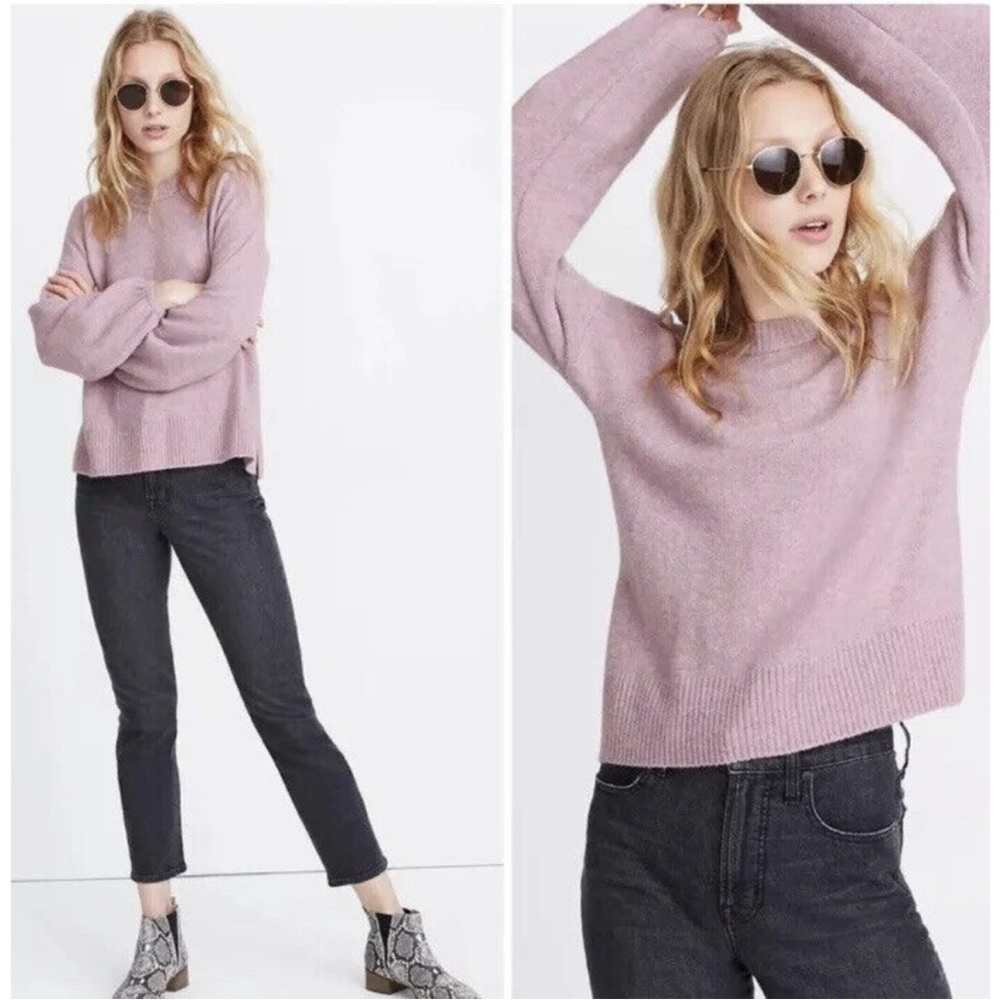 Madewell Payton Oversized Sweater Lavender Purple Balloon Sleeves Wool Size L